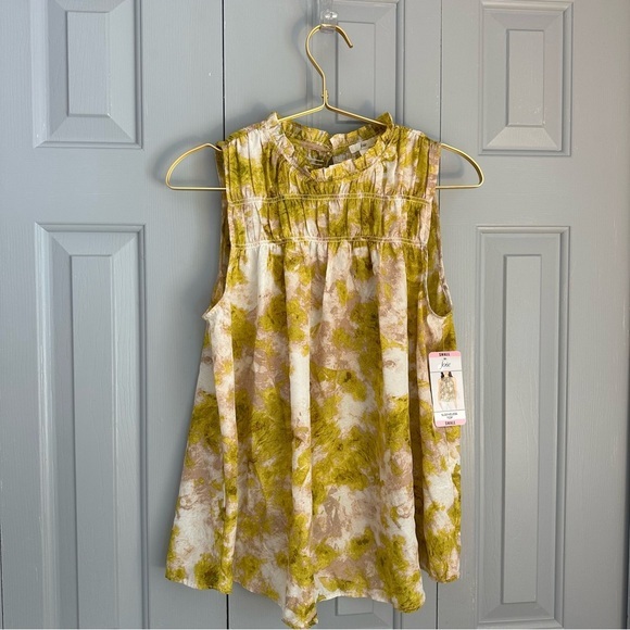 NWT Joie Summer Porcelain Print Sleeveless Smocked Neck Satin Fern Top. Small - Picture 4 of 11